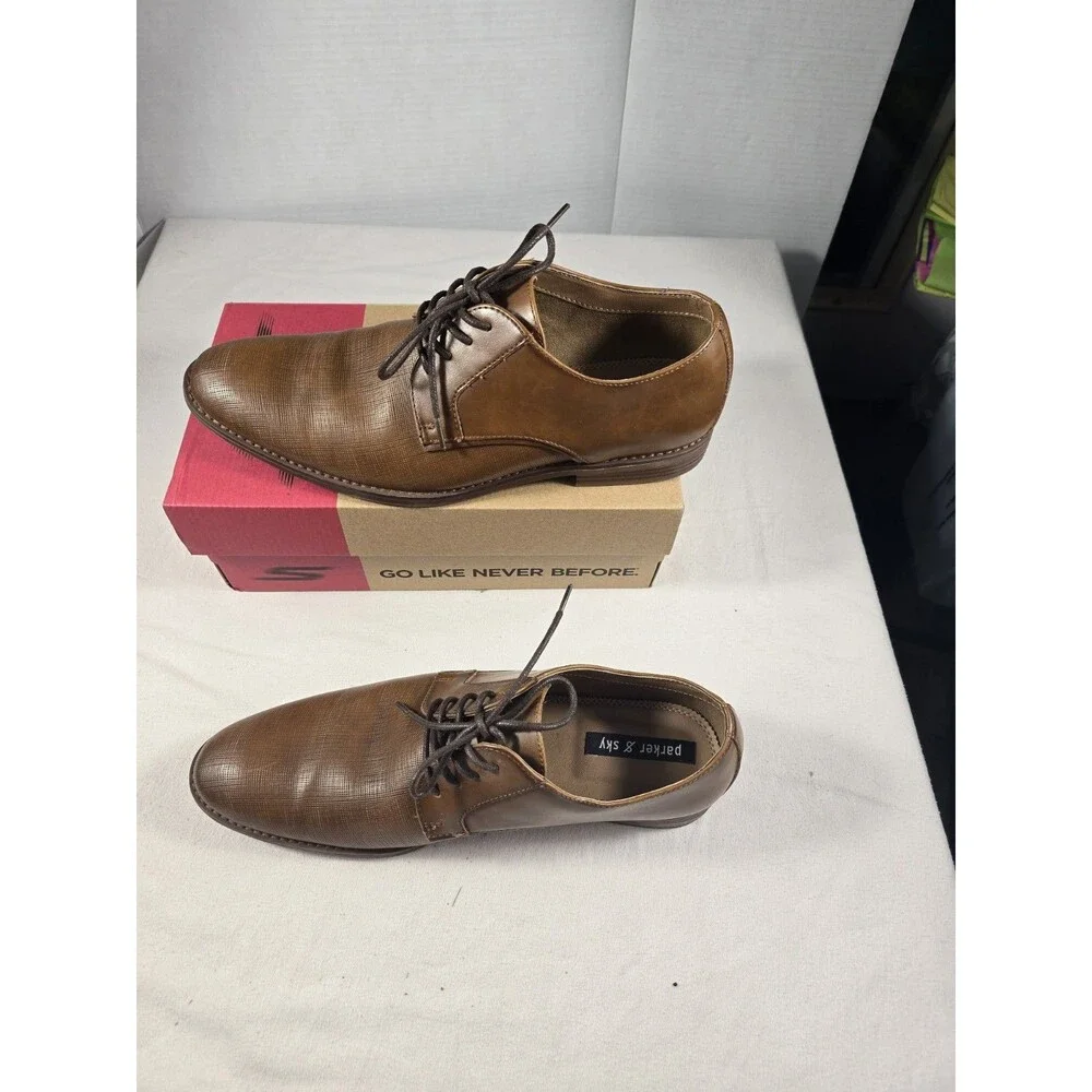 Parker & Sky Brown Leather Oxford Shoes Mens 10.5 Preppy